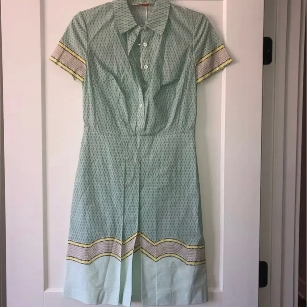 New tory burch shore green Dress 2 Short sleeve button top shirt dress